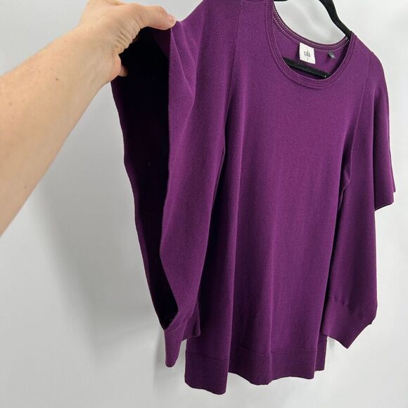CABI Purple Peek Pullover Crew Neck Knit Open Side Sleeve Blouse Top Size Small - Picture 5 of 7